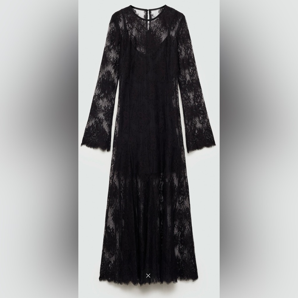 MANGO Semi-Transparent Lace Long Dress - NWT